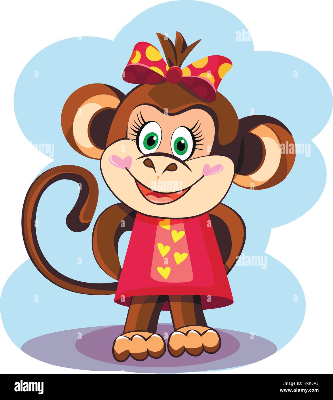 illustration of a cute monkey girl in a dress Stock Vector Image & Art -  Alamy