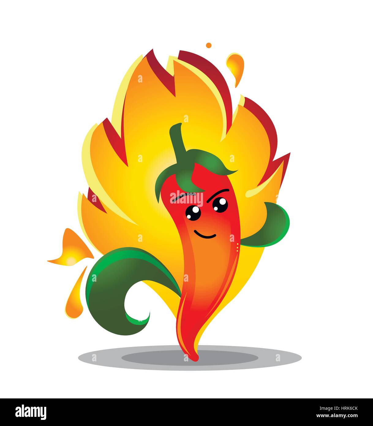Cartoon hot chili pepper in fire Stock Vector Art & Illustration, Vector Image 135031811 Alamy