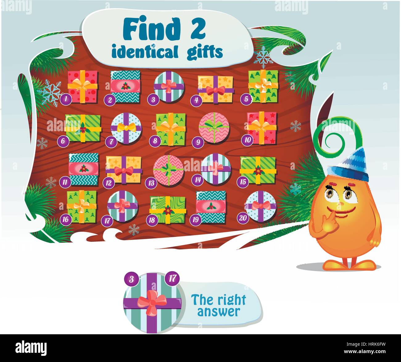 Visual Game for children. Task: Find 2 identical gift Stock Vector ...