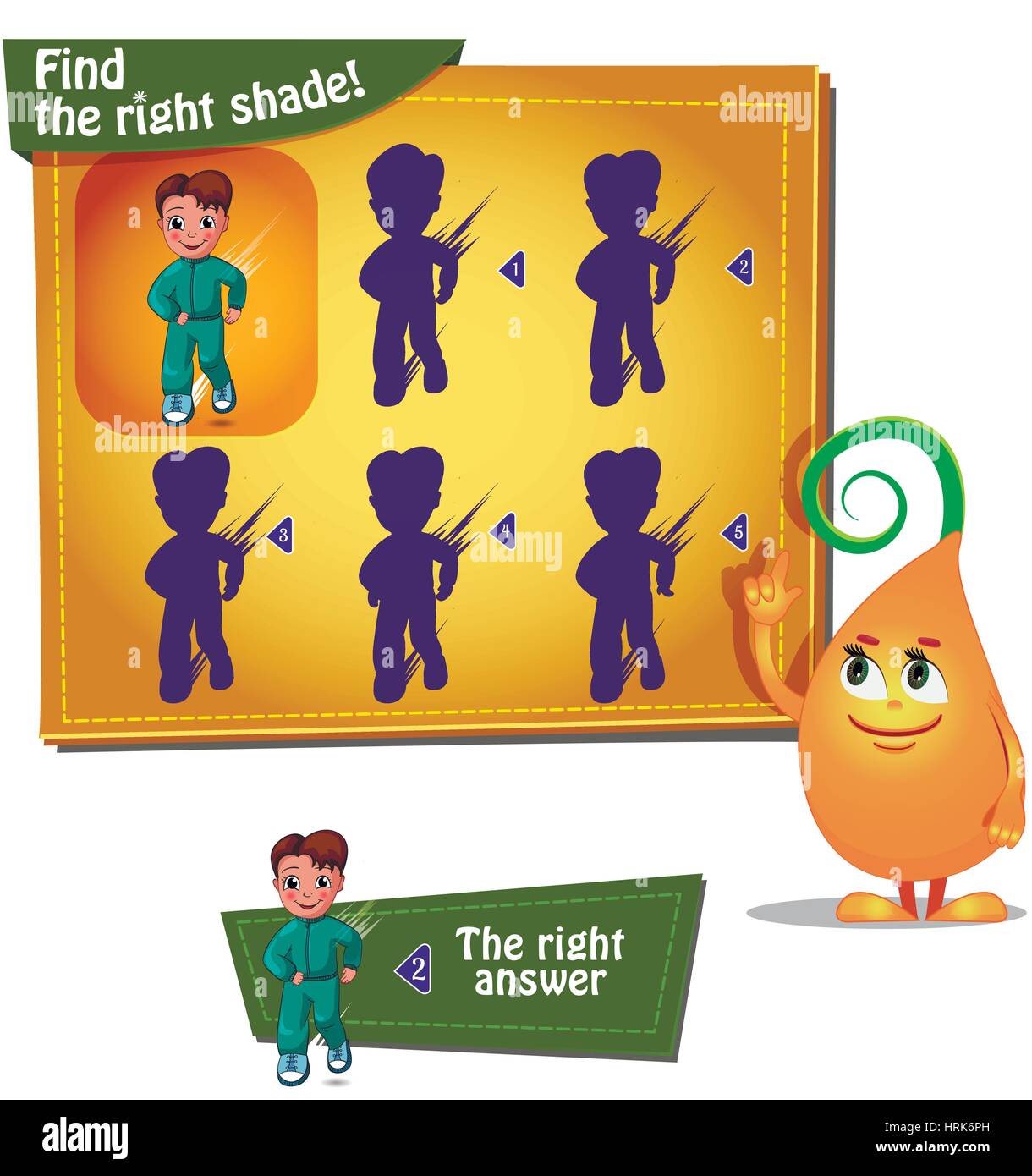 Visual Game for children. Task find the right shade Stock Vector Image