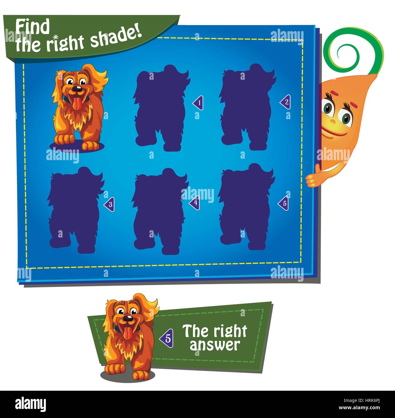 Visual Game for children. Task find the right shade Stock Vector Image