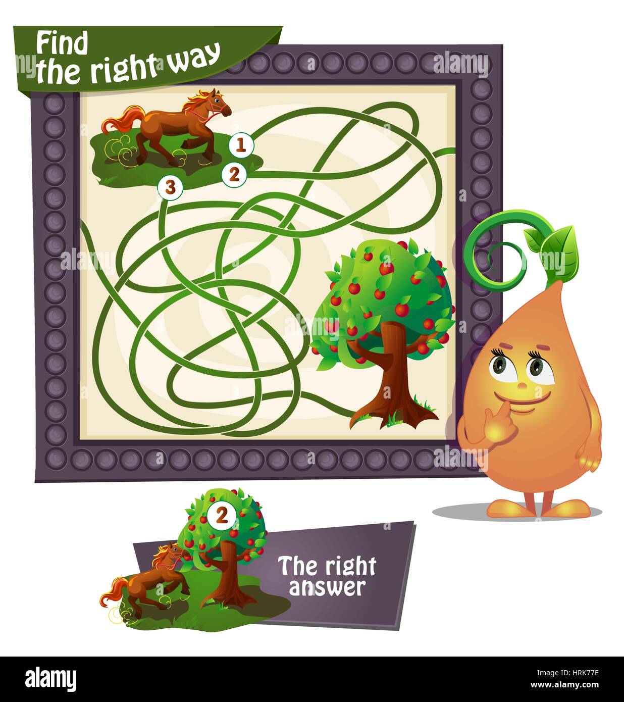 Visual Game for children. Task find the right way Stock Vector Image