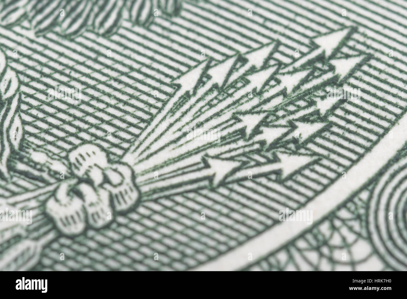 Close-up detail photo of US $1 / One Dollar banknote / bill. For US economy, trade, currency exchange rate, one dollar note USA, US banking crisis Stock Photo