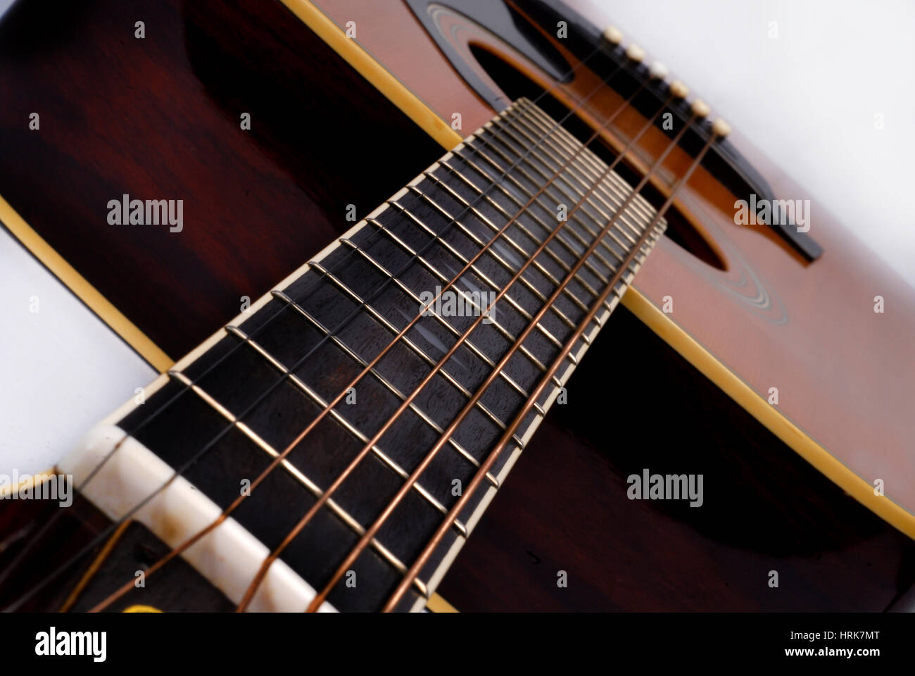angle acoustic guitar on white Stock Photo