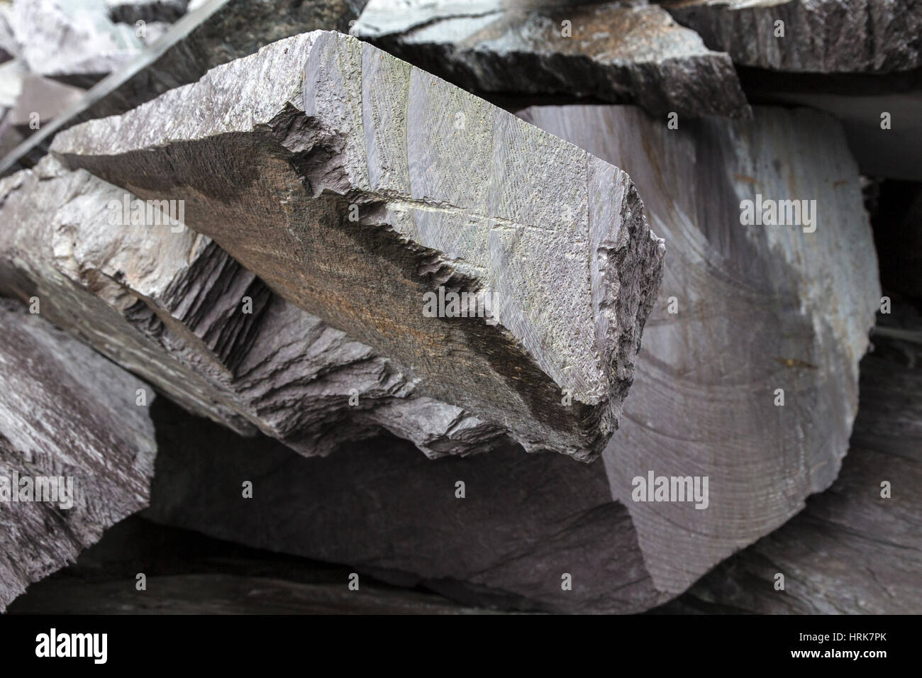 Large slbas of cut slate at Valentia Slate Quarry, County Kerry, Ireland Stock Photo
