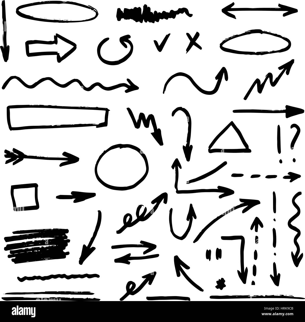 Set of black hand drawn arrows Stock Vector Image & Art - Alamy