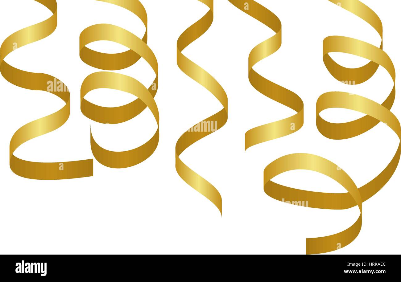 Gold Streamers Serpentine Christmas Party Elements Stock Vector