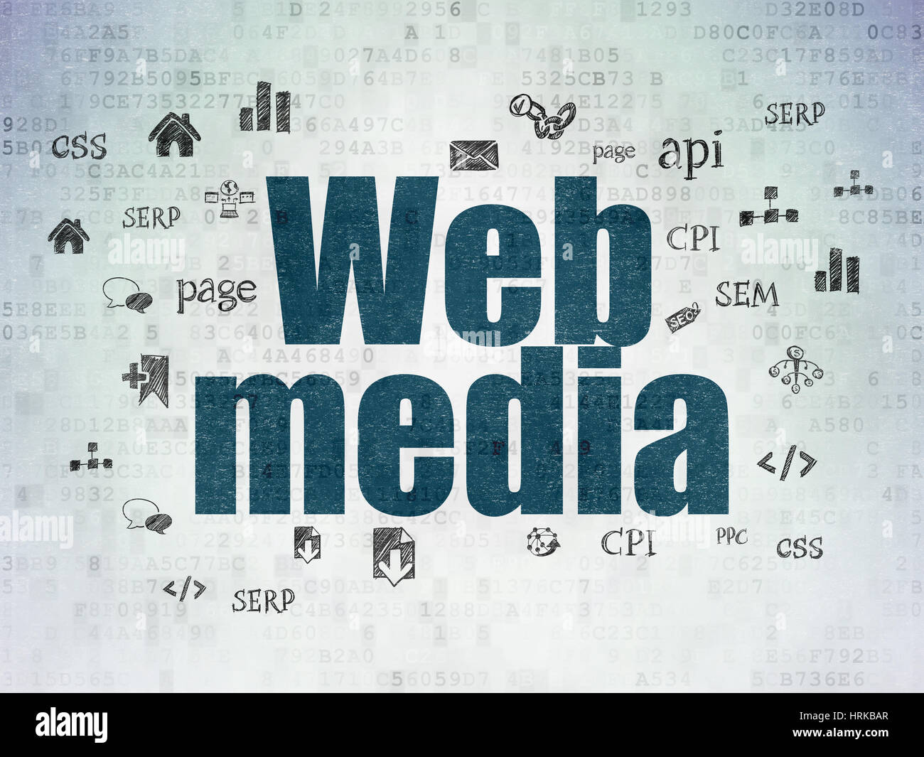 Web development concept: Web Media on Digital Data Paper background ...