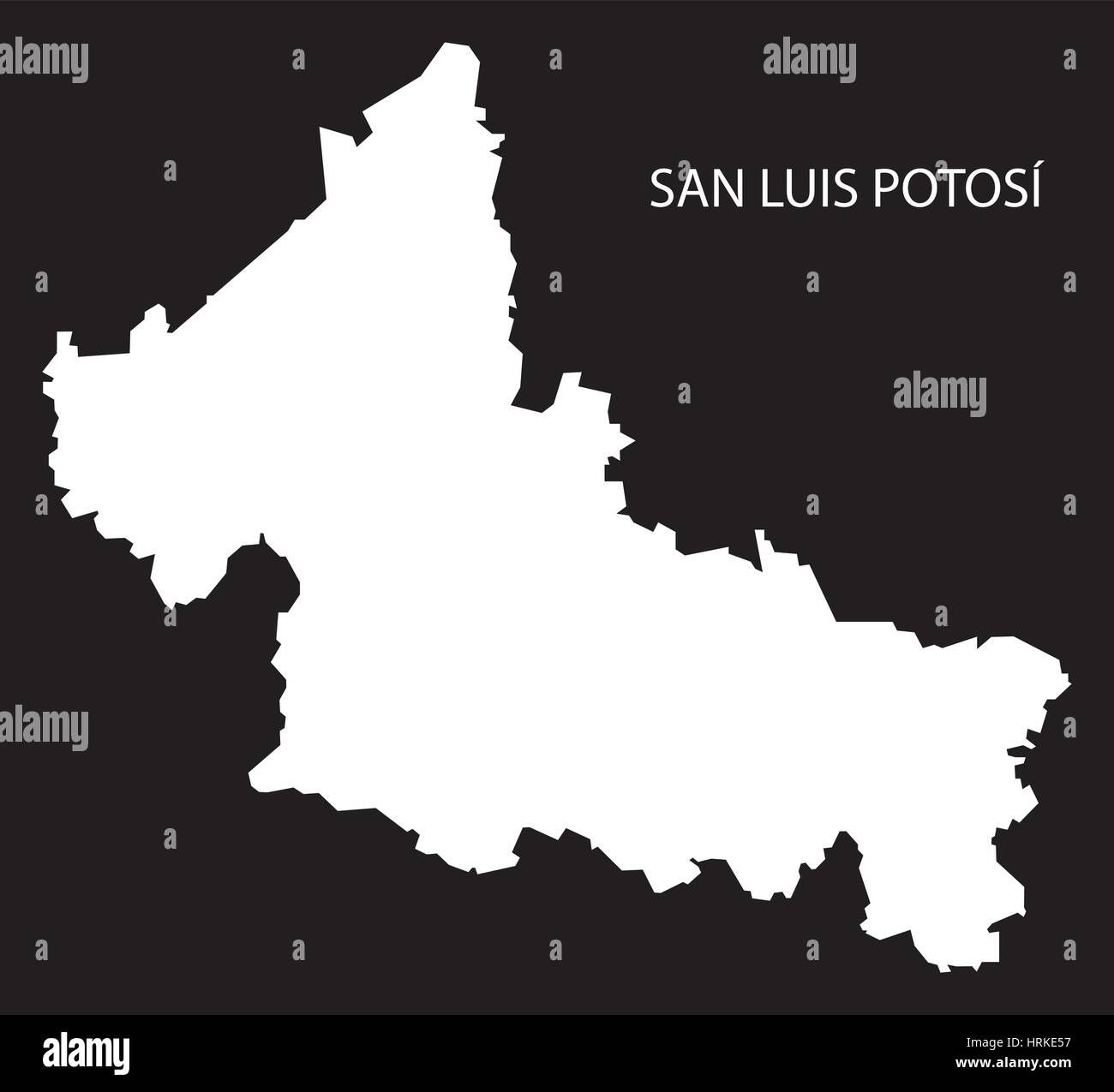 San Luis Potosi Mexico Map black inverted silhouette Stock Vector