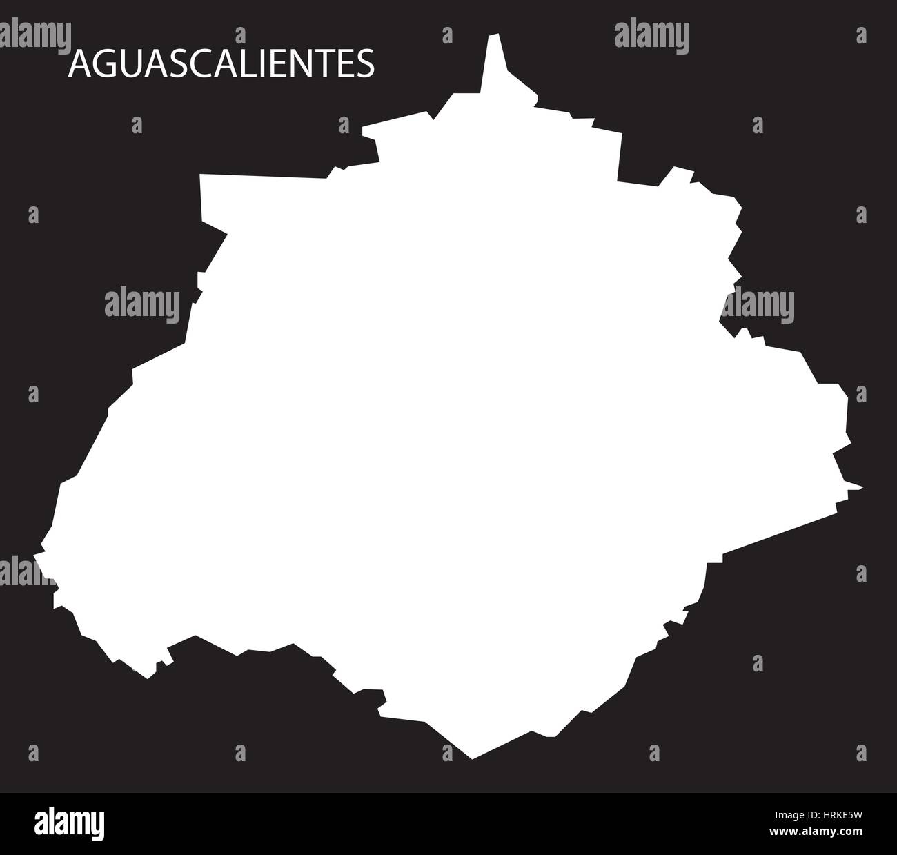 Aguascalientes Mexico Map black inverted silhouette Stock Vector