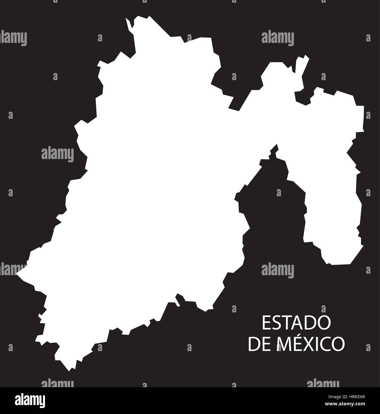 Estado De Mexico Map black inverted silhouette Stock Vector