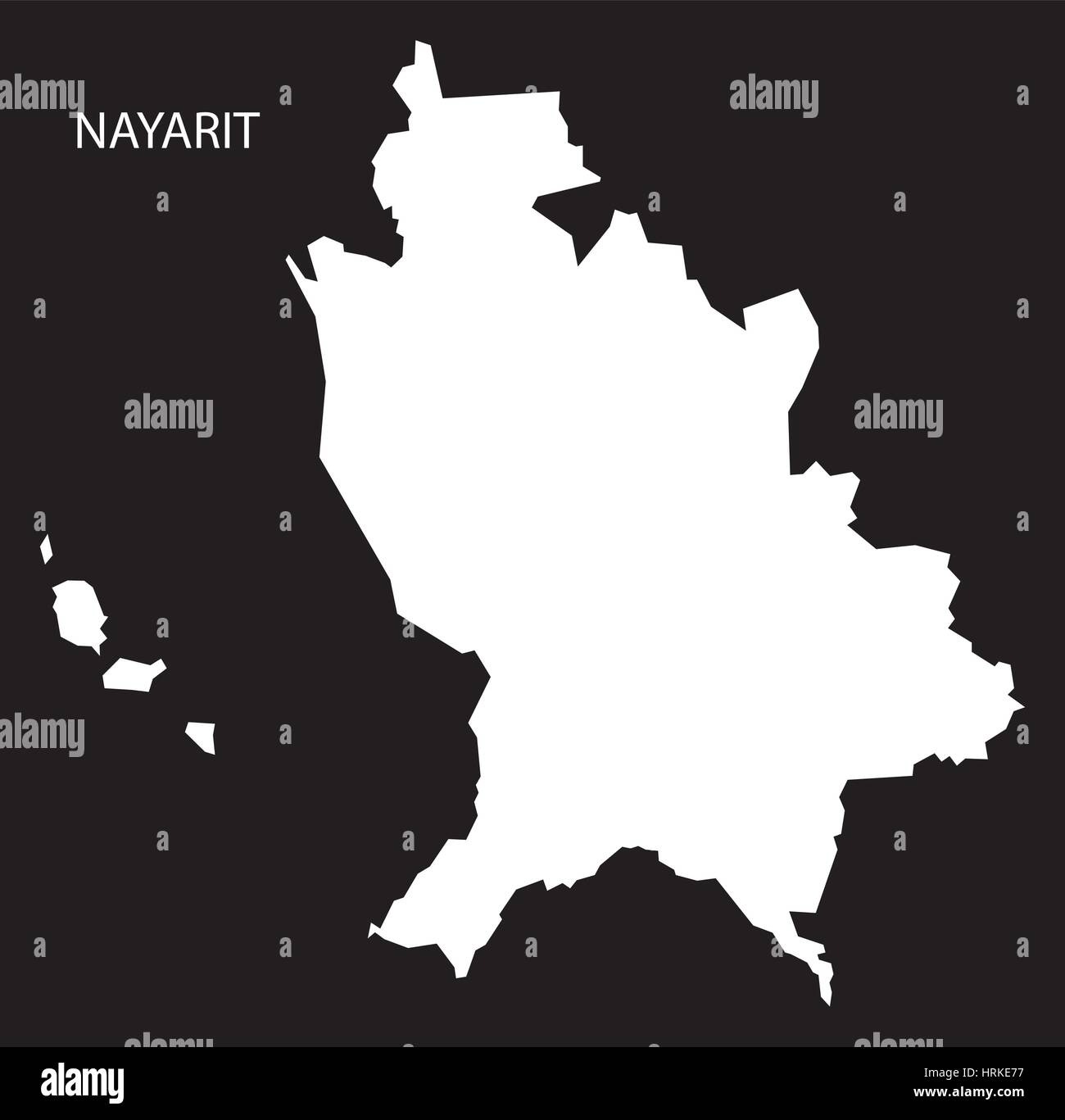 Nayarit Mexico Map black inverted silhouette Stock Vector Image & Art