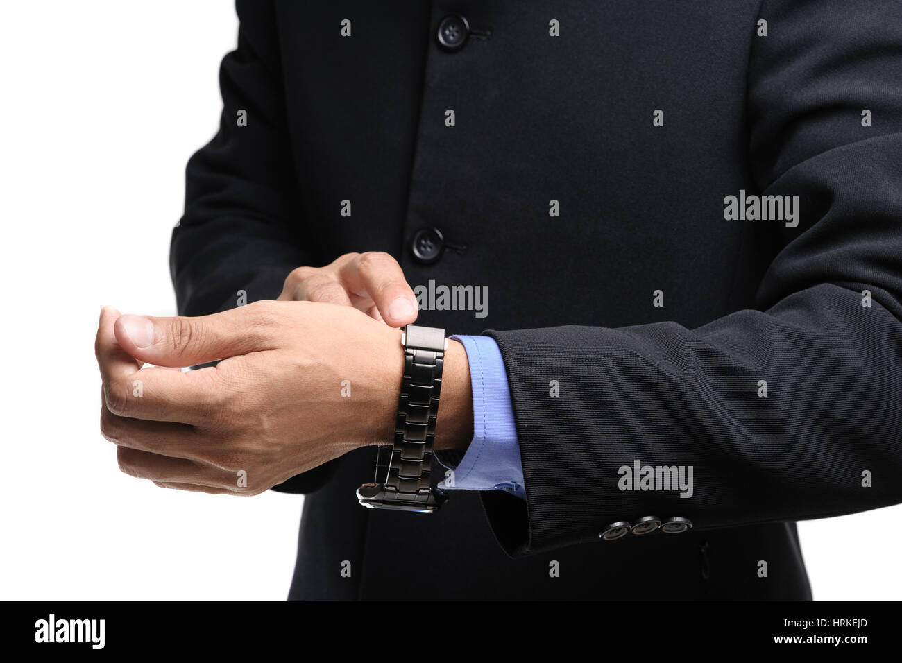 businessman in black suit wearing a luxury watch Stock Photo - Alamy