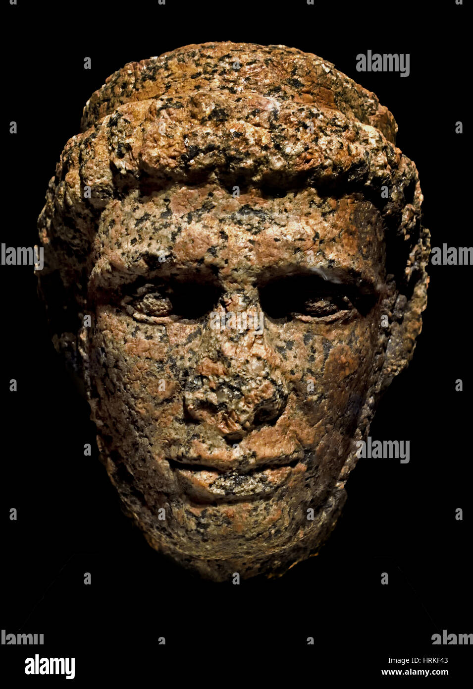 Portrait head Ptolemy IX. Soter II. Ptolemy IX. Philometor Sotêr (Soter) Egypt (country) Rosengranite (material / stone / granite) 27 x 20 x 28,5 cm Stock Photo