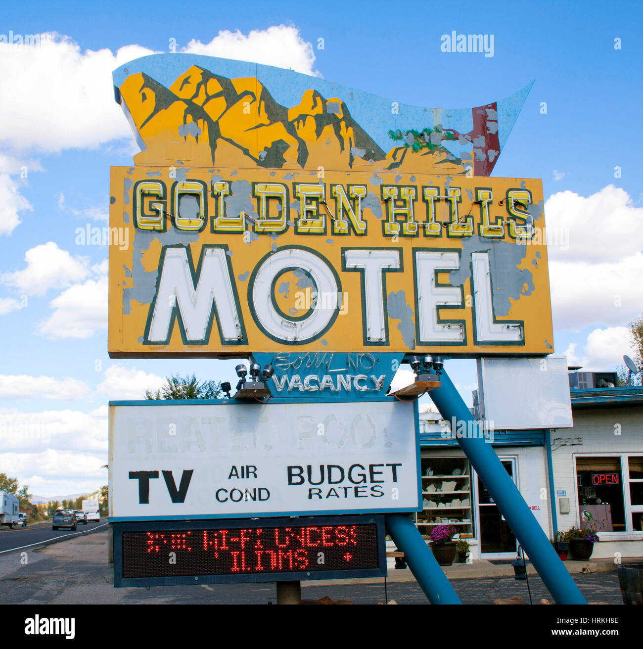 Golden Hills Motel sign in Mt Carmel Utah Stock Photo