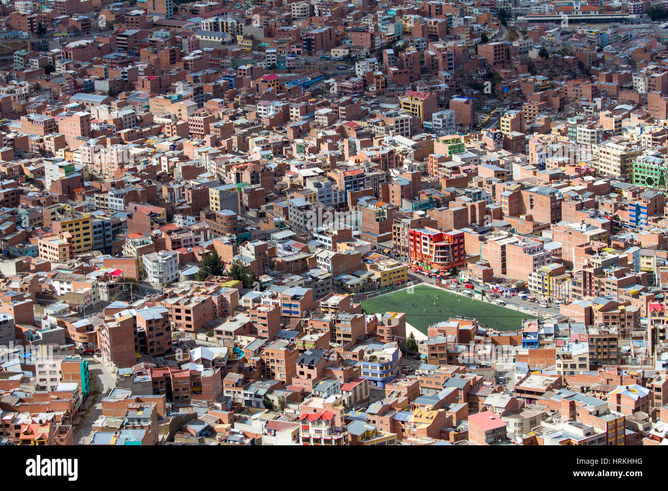 La Paz.     La Paz, El Alto and Viacha, makes up the most populous urban area in Bolivia, with a population of 2.3 million. Stock Photo