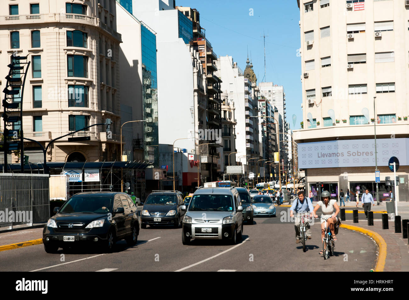 BUENOS AIRES, ARGENTINA - December 15, 2016: City life near Plaza Republica in the Argentine capital city Stock Photo