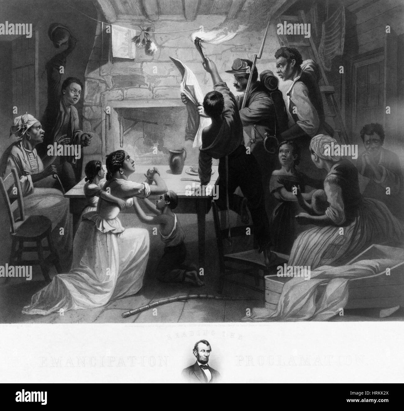 Reading Emancipation Proclamation Stock Photo