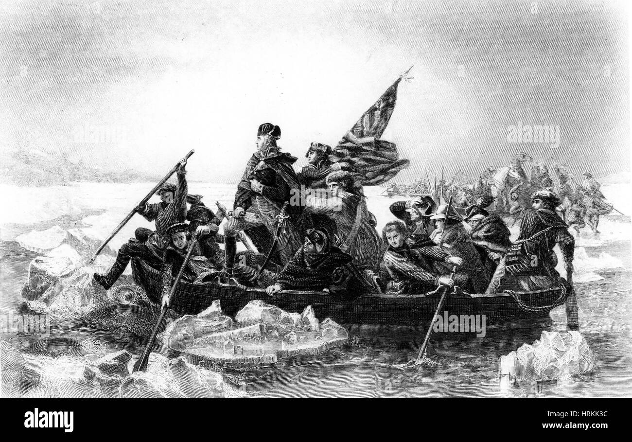 Washington Crossing the Delaware, 1776 Stock Photo
