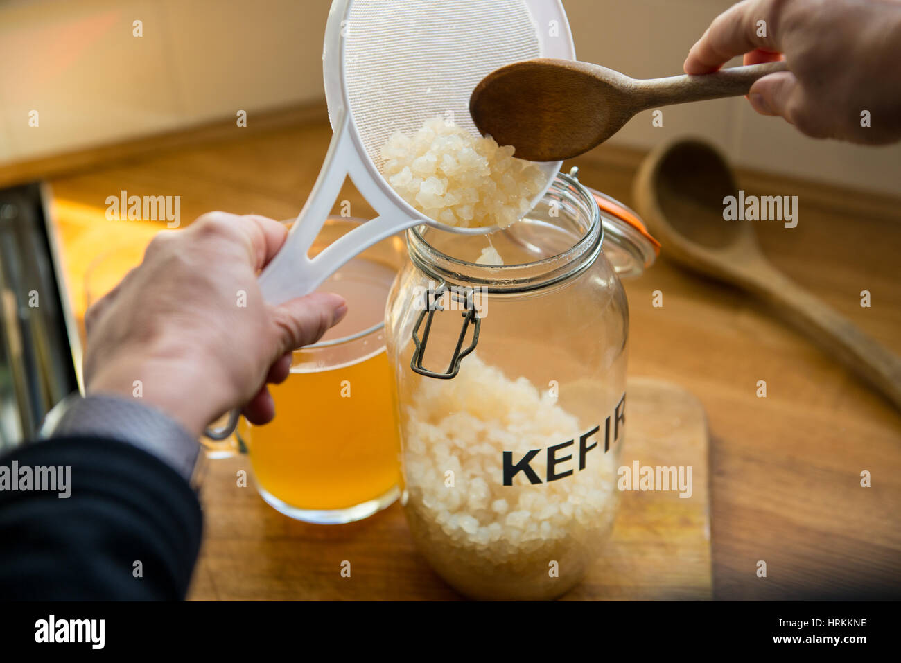 Making home made water kefir Stock Photo