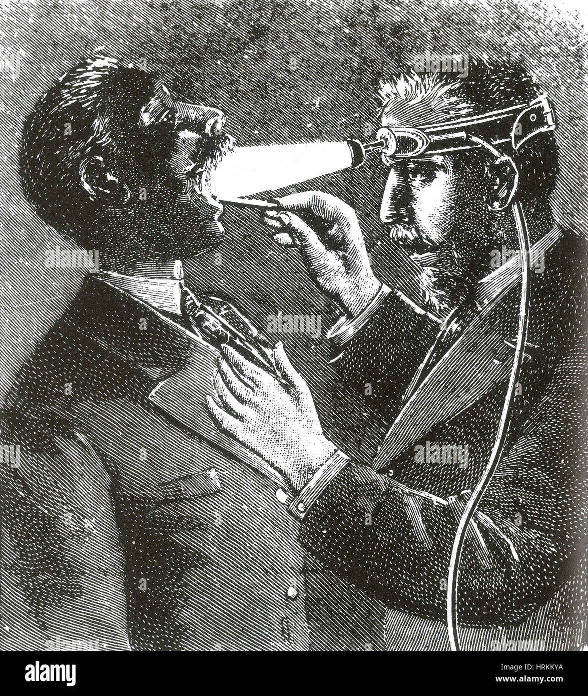 Laryngoscope with Electric Light, 1897 Stock Photo