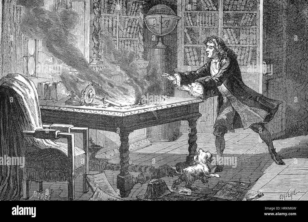 Isaac Newton's Lab Fire, 18th Century Stock Photo