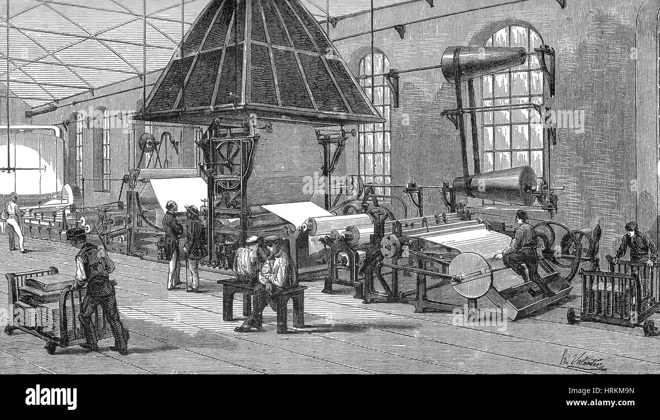 Papermaking Machine, 19th Century Stock Photo Alamy