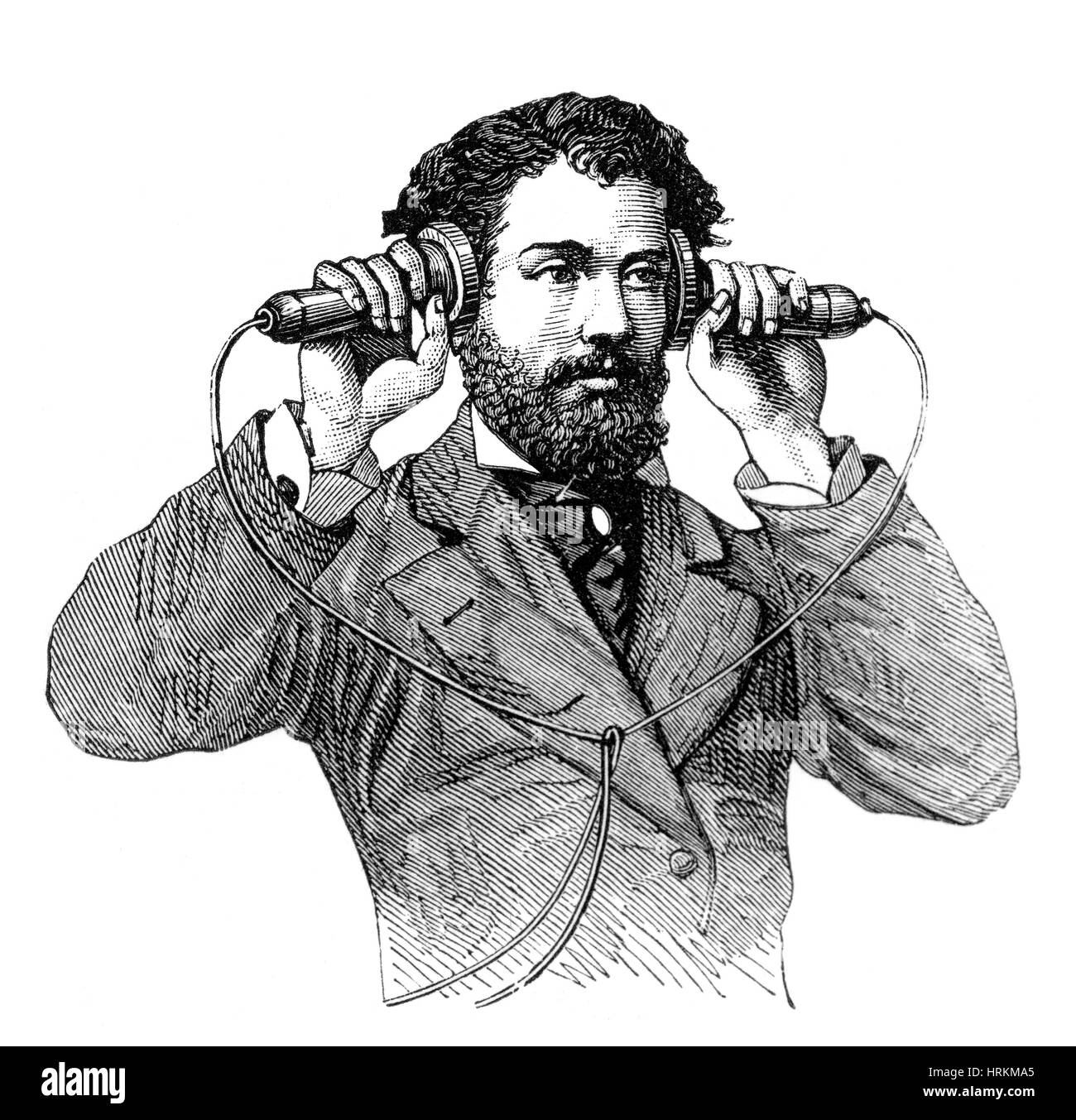 Telephone Receivers, 19th Century Stock Photo