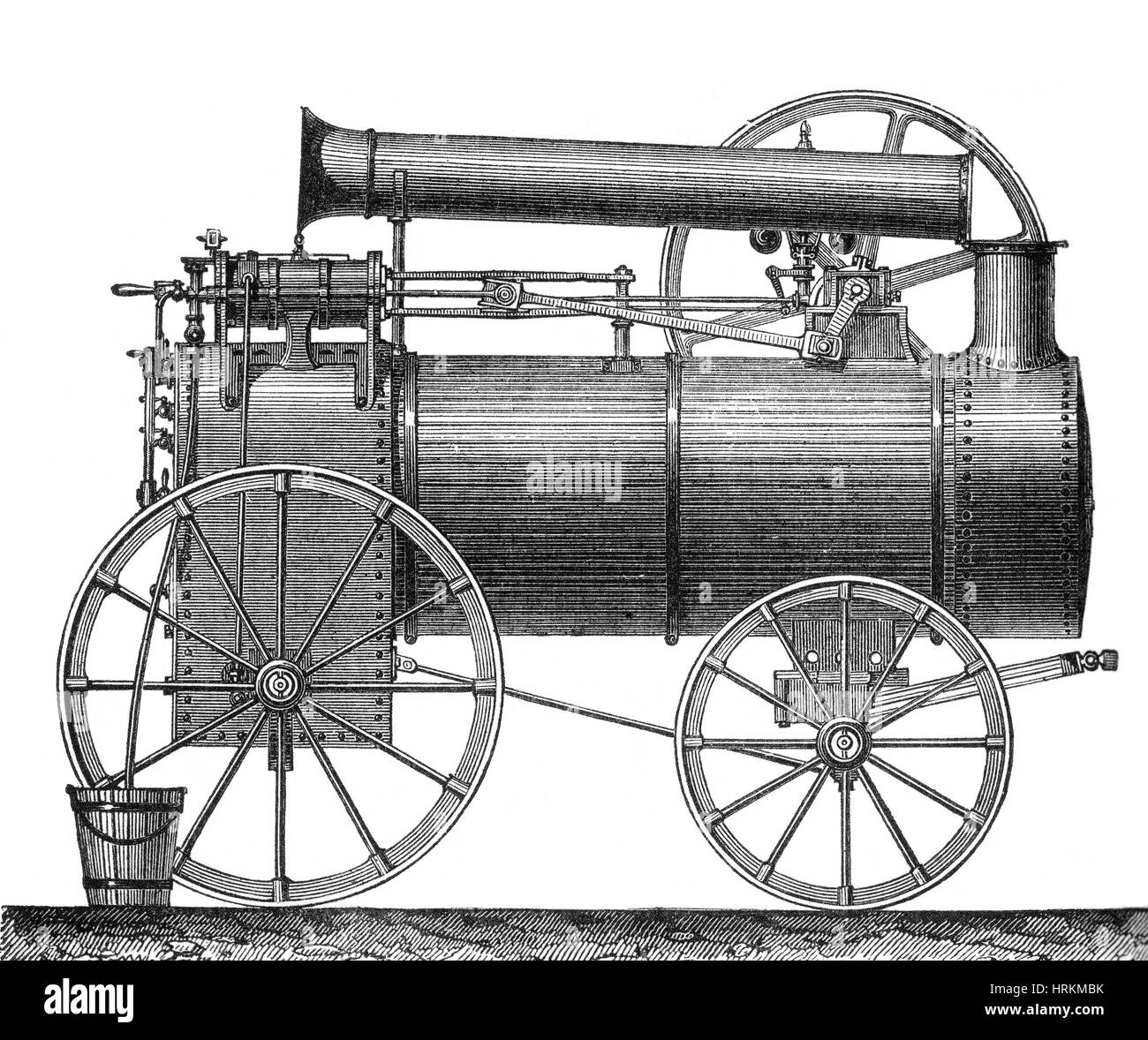 Steam Powered Traction Engine, 19th Century Stock Photo