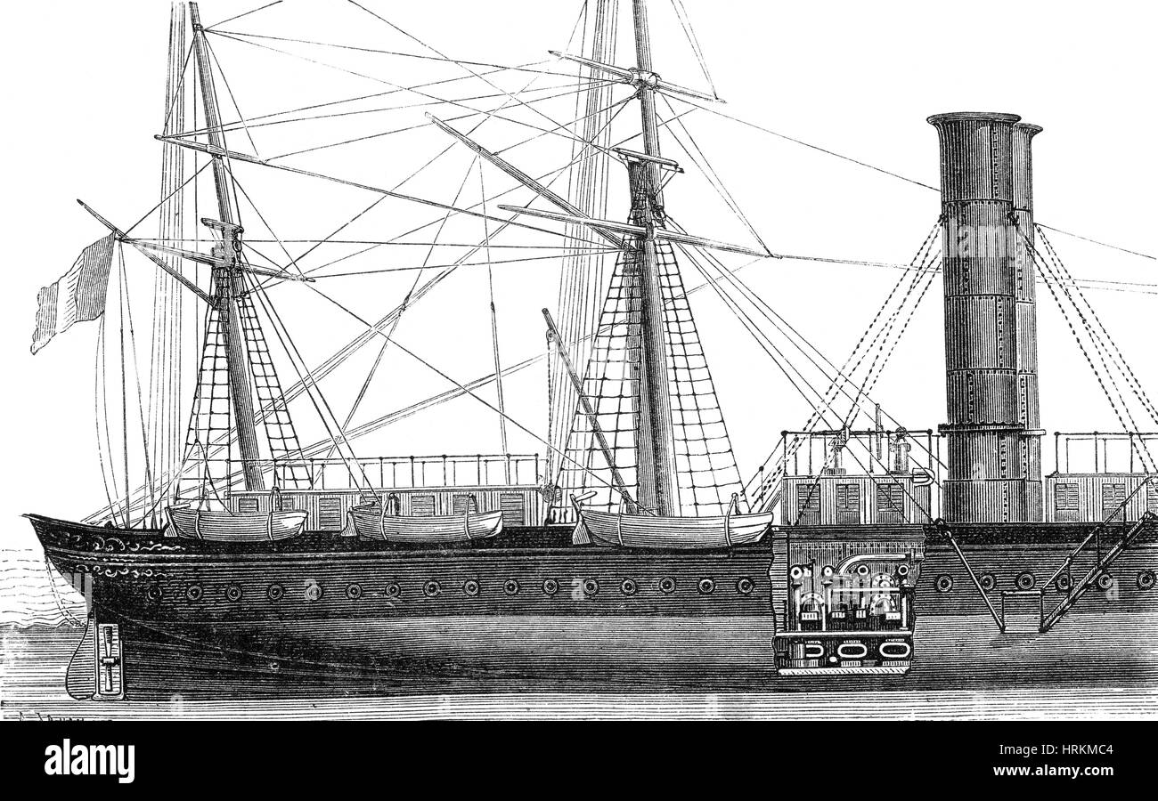 Steamboat, 19th Century Stock Photo