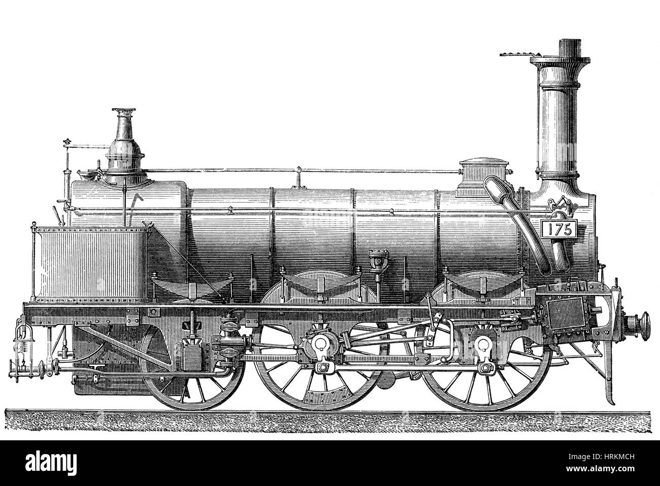 Steam Locomotive with Coal Car, 19th Century Stock Photo