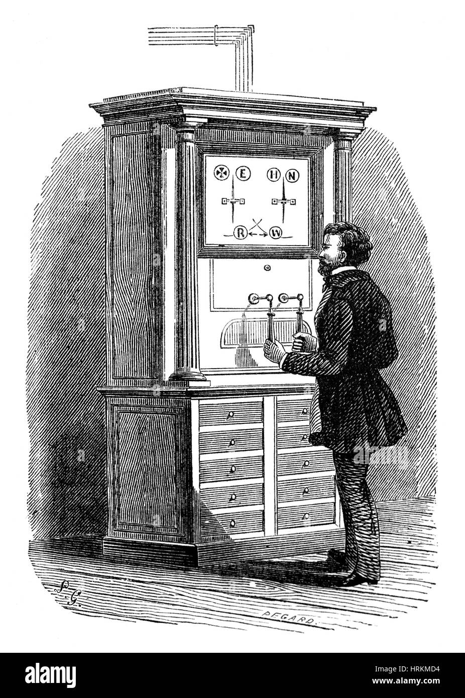 Cooke and Wheatstone Two Needle Telegraph, 1830s Stock Photo