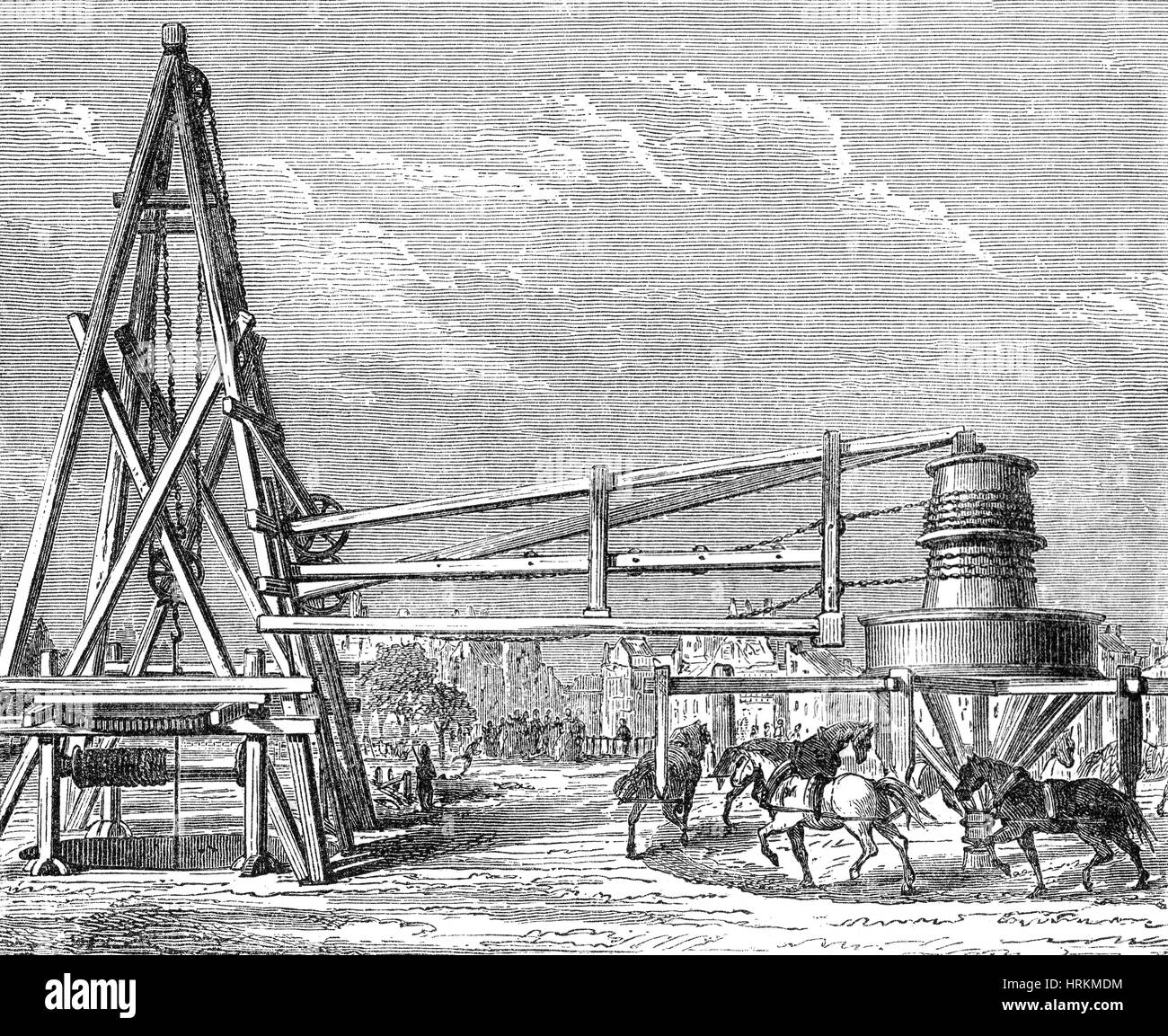 Digging Grenelle Artesian Well of Paris, 1830s Stock Photo Alamy