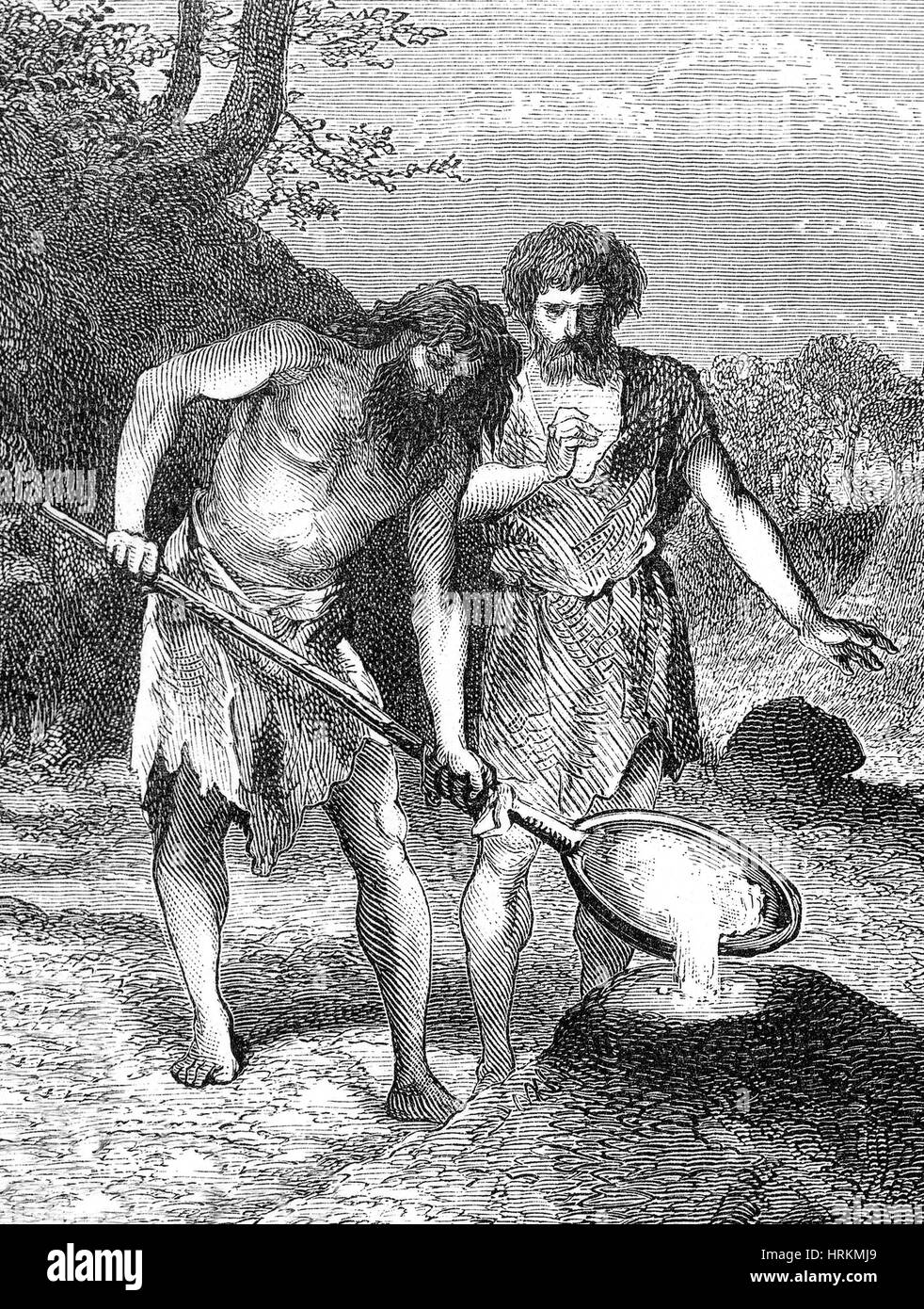 Prehistoric Man, Bronze Age Smelting Stock Photo Alamy