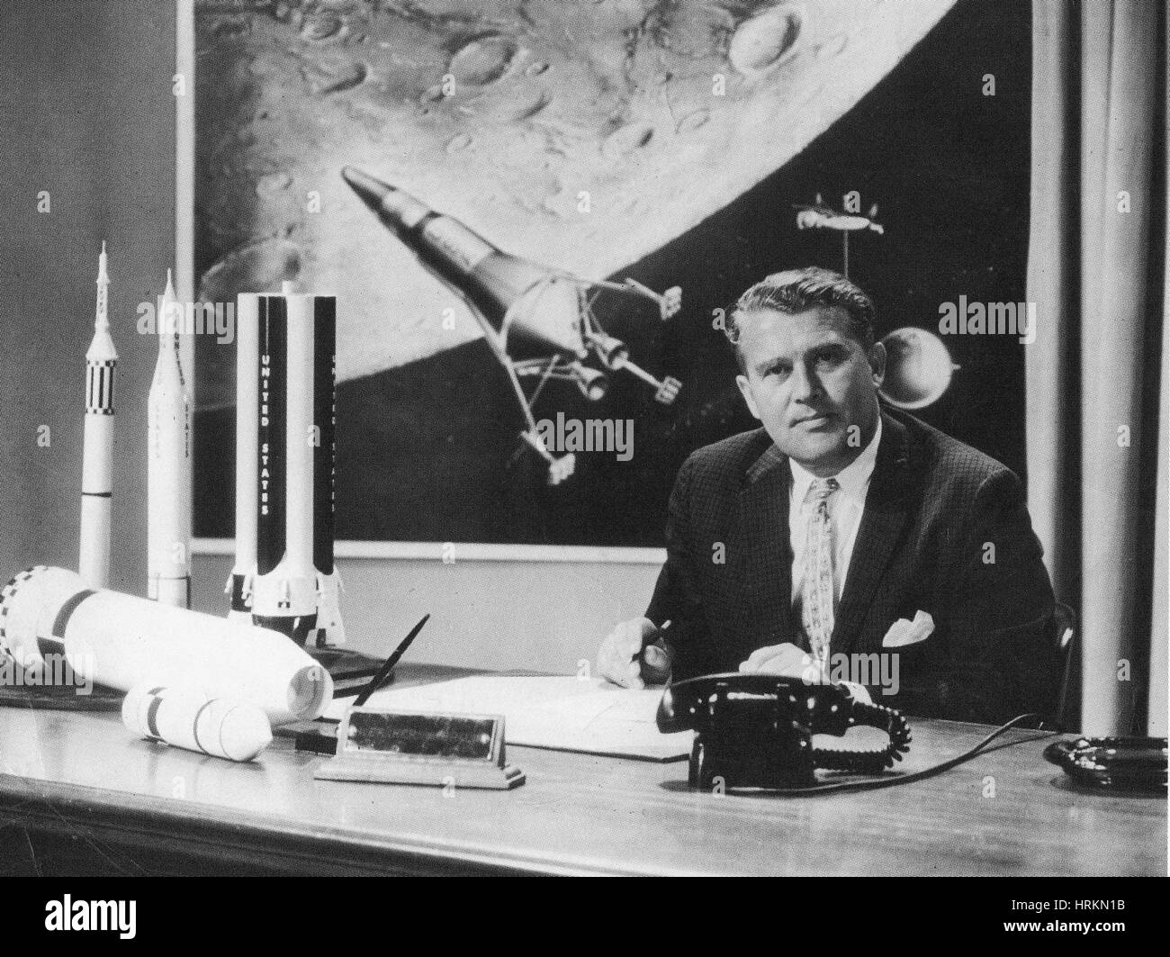 Wernher von Braun, German-American Rocket Pioneer Stock Photo