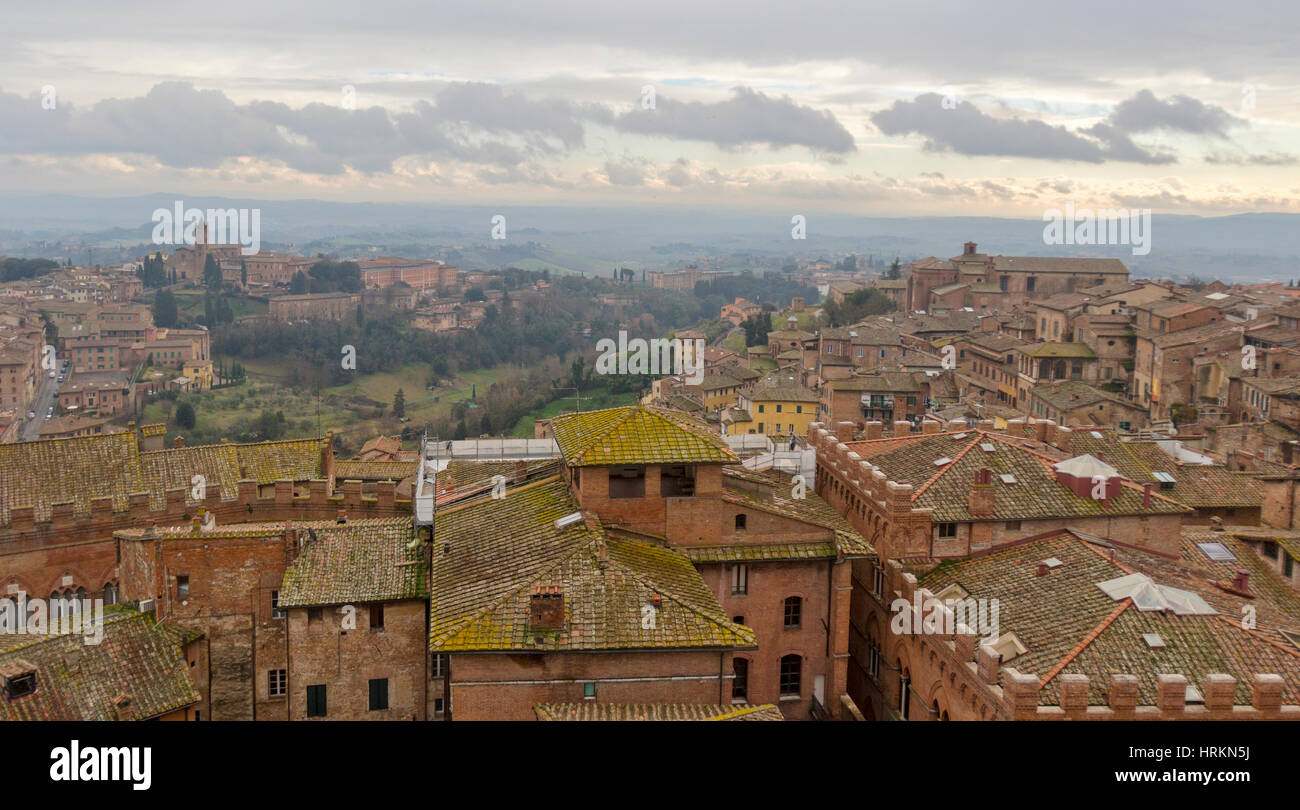 An hilltop view of Siena, Italy. Stock Photo