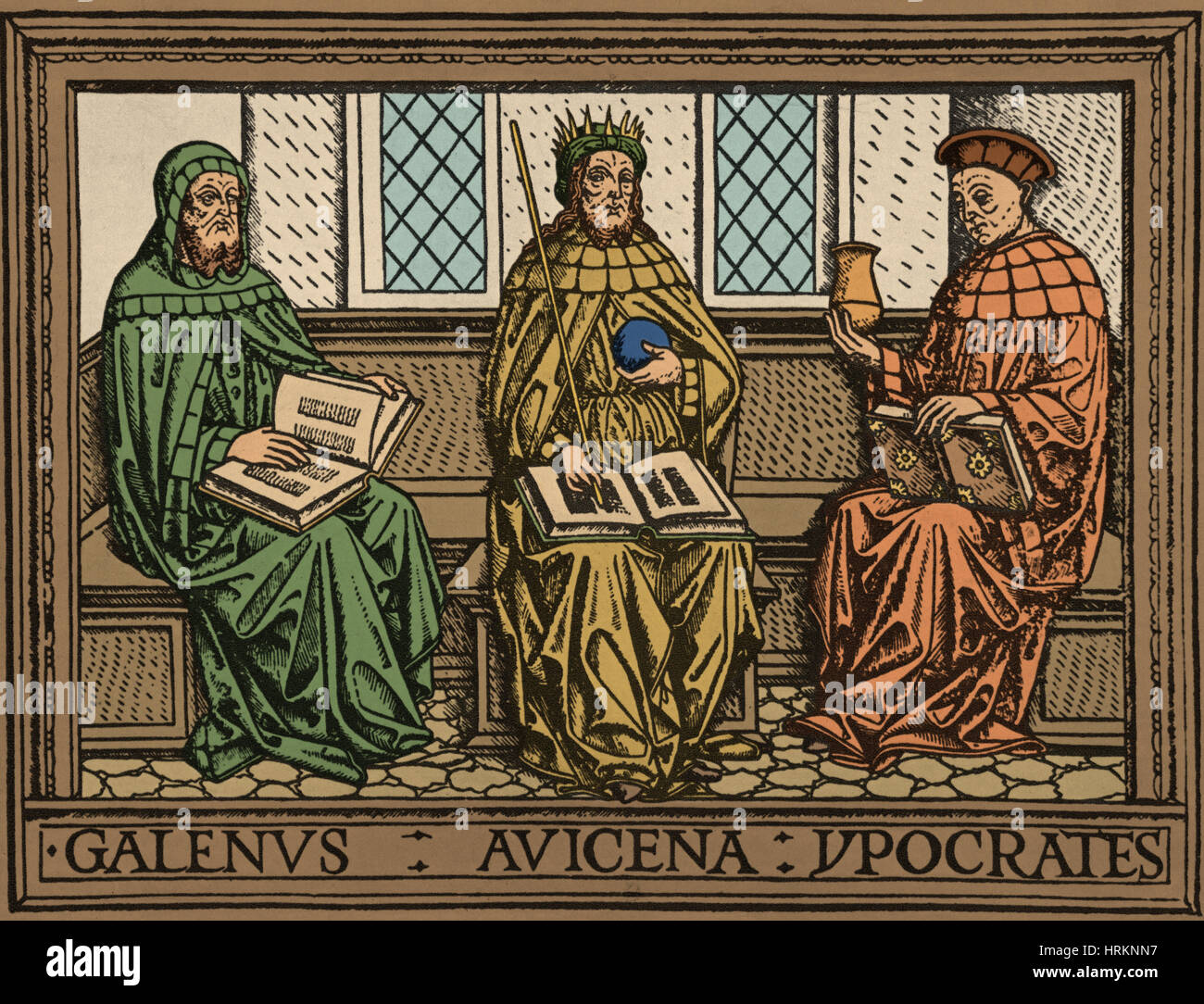 Galen, Avicenna and Hippocrates Stock Photo