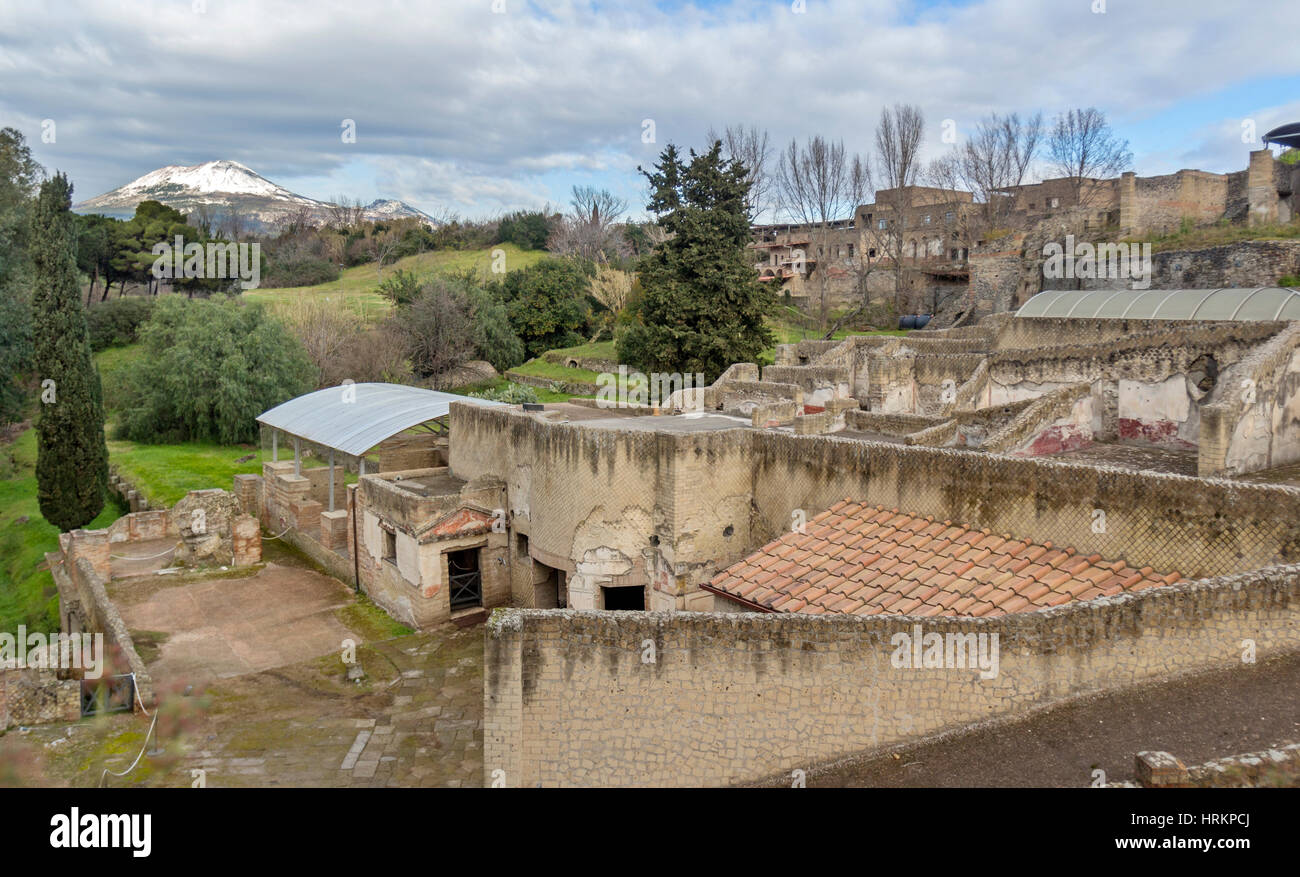 A view ancient ruins in city of Pompeii, Italy. Stock Photo