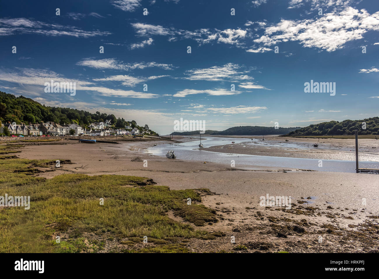 Looking down the Urr Water estuary at Kippford, Dumfries and Galloway, Scotland, UK. Stock Photo