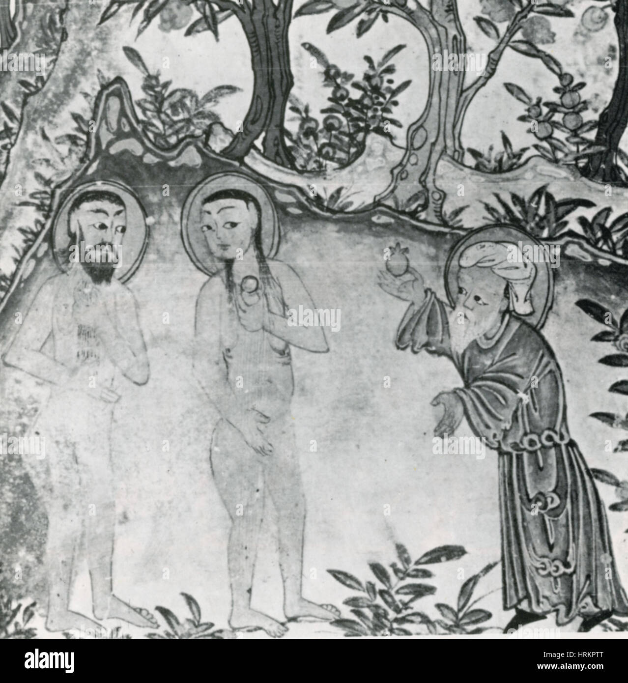 Zoroastrian Adam and Eve with Angra Mainyu Stock Photo