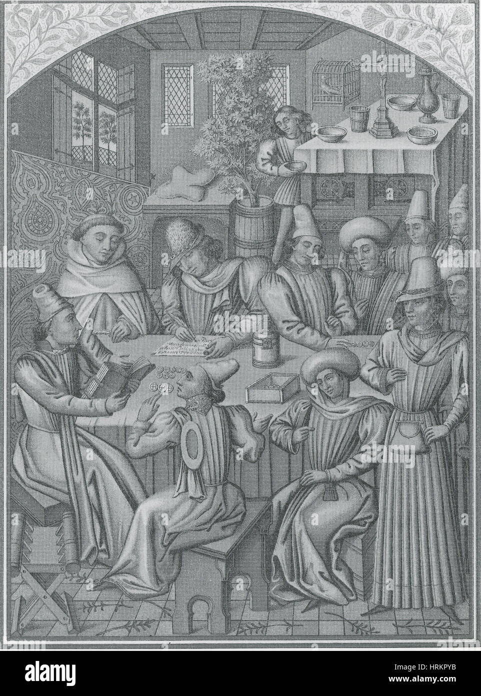 Medieval Accountants, 1466 Stock Photo