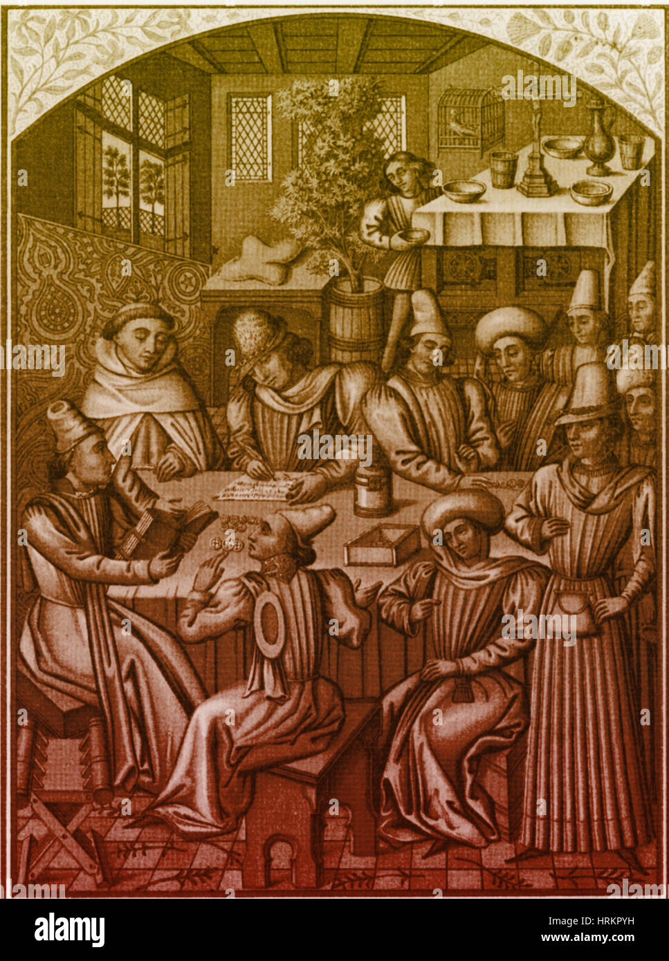 Medieval Accountants, 1466 Stock Photo