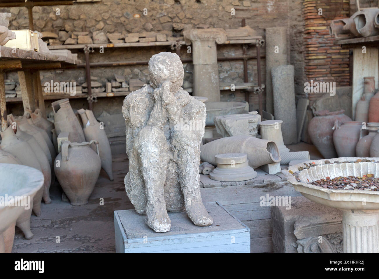 A view ancient ruins in city of Pompeii, Italy. Stock Photo