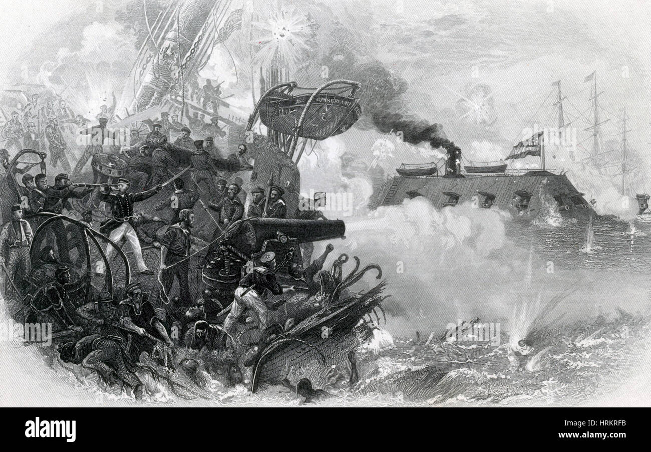 The Sinking of the Cumberland, 1862 Stock Photo