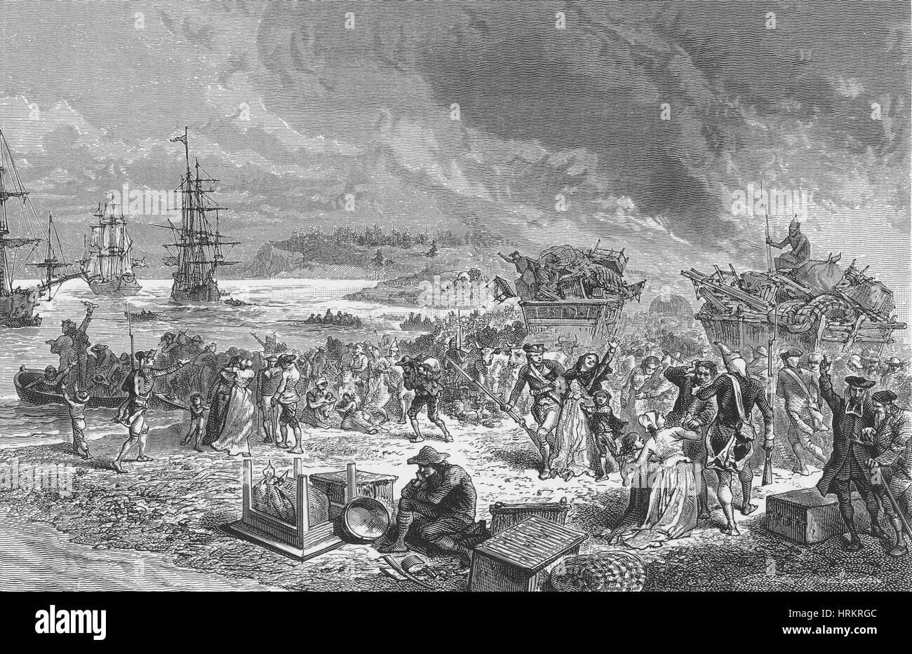 Embarkation of the Acadians, 1755 Stock Photo