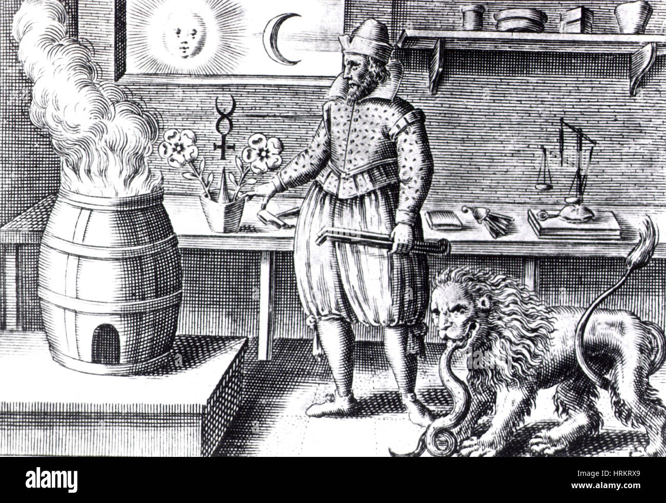 Alchemical Workshop, 17th Century Stock Photo