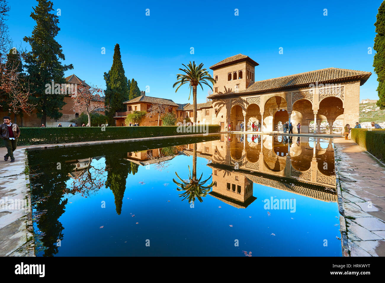 Arabesque Moorish architecture  of the Palacios Nazaries, Alhambra de Granada,  Granada, Andalusia, Spain, Europe Stock Photo
