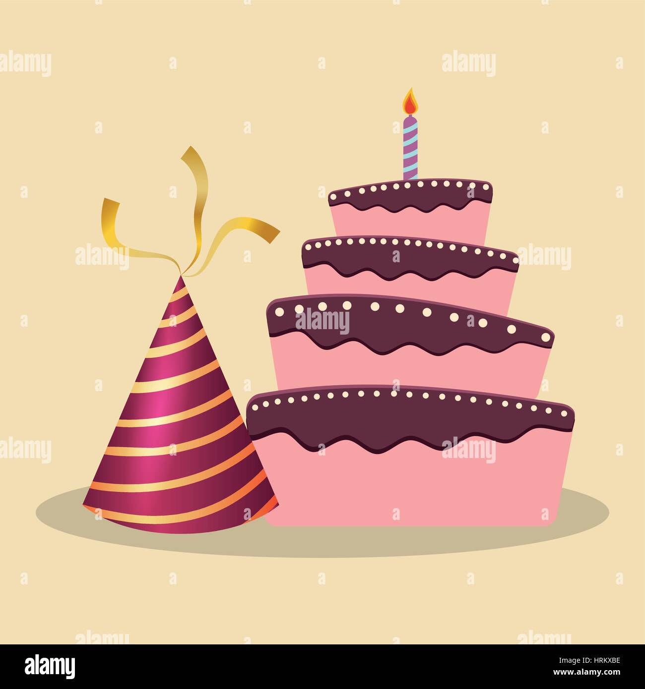 Birthday Cake Hat Decoration Party Stock Vector Art Illustration