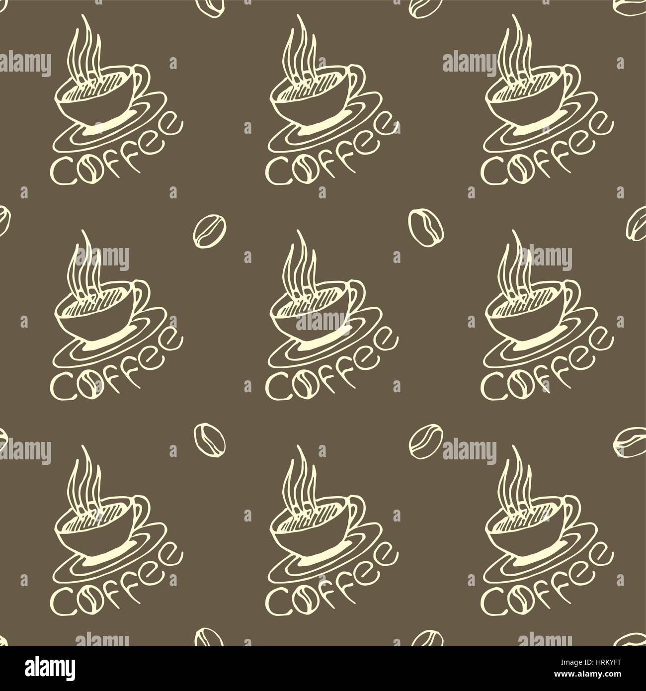 Coffee Cups and Beans Seamless Pattern Stock Vector Image & Art - Alamy