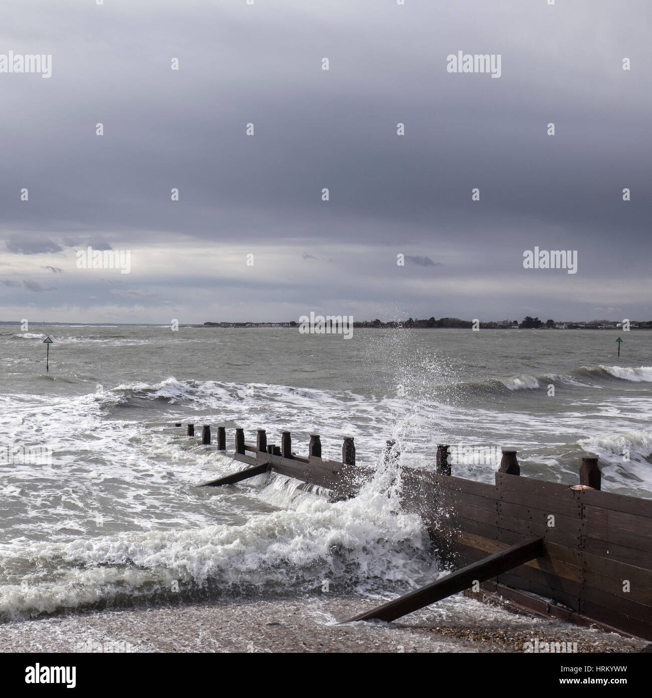 Square image of lively sea in West Wittering, Sussex, England Stock Photo